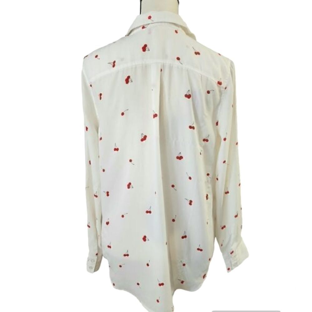 Como Blu Cherry Print Button Down Long Sleeve Col… - image 4